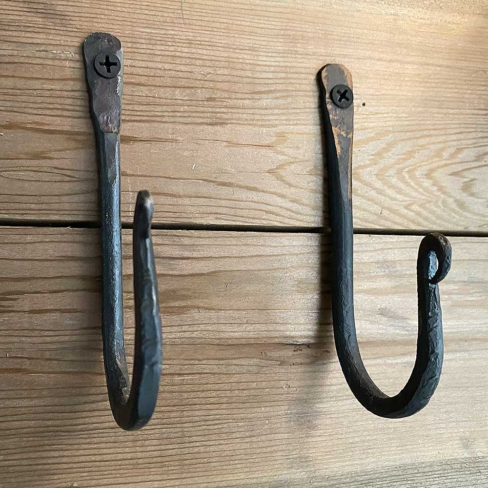 Hand Forged Hook 4 Inch Hammered Metal / Iron