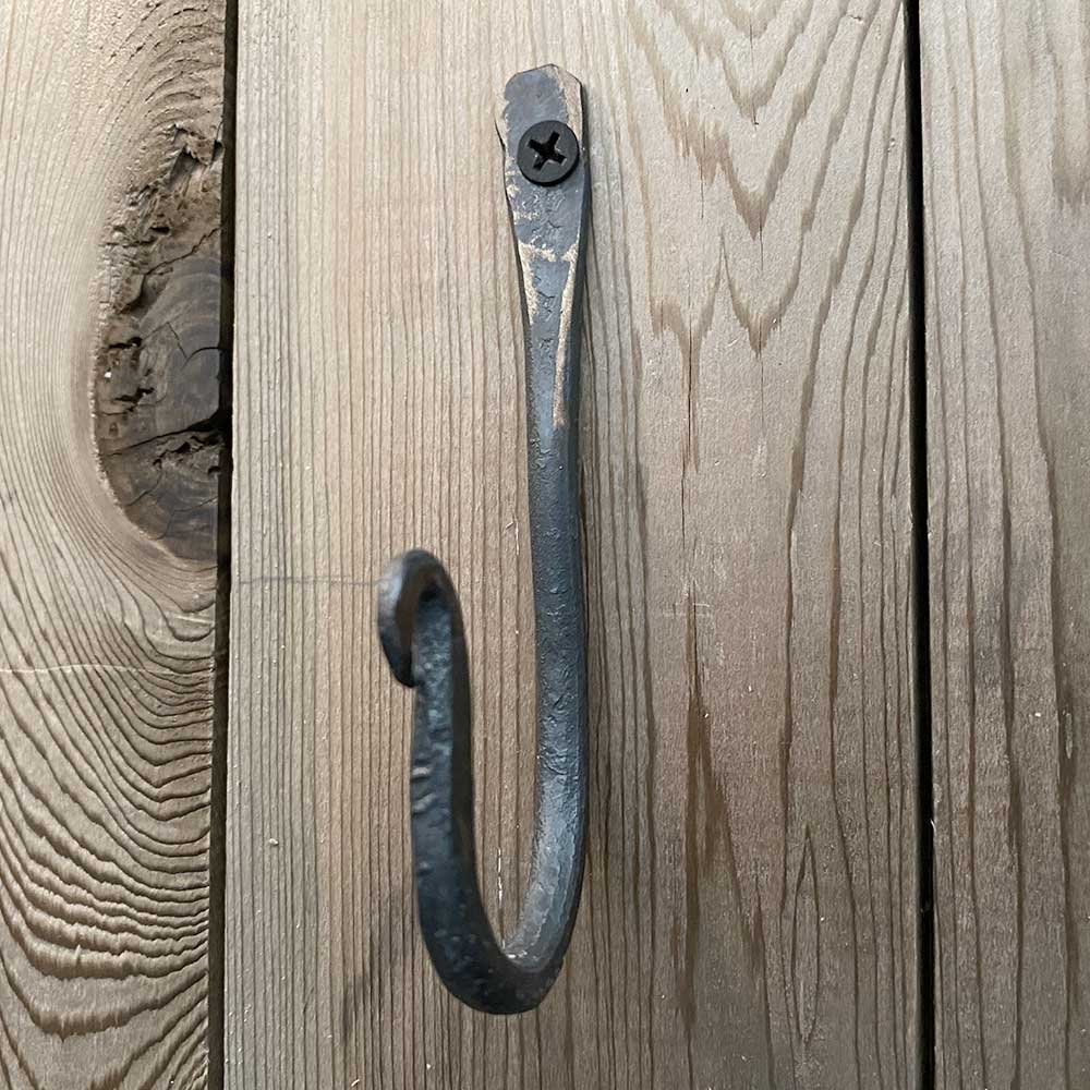 Rustic Hammer Forged Iron Wall Hooks - 4 Inch - 3 Pack