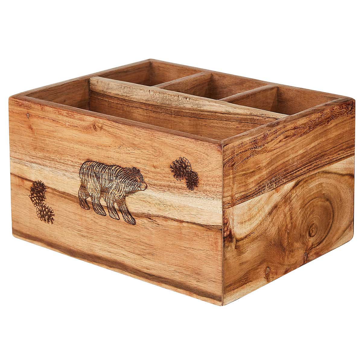 Rustic Wood Utensil Caddy