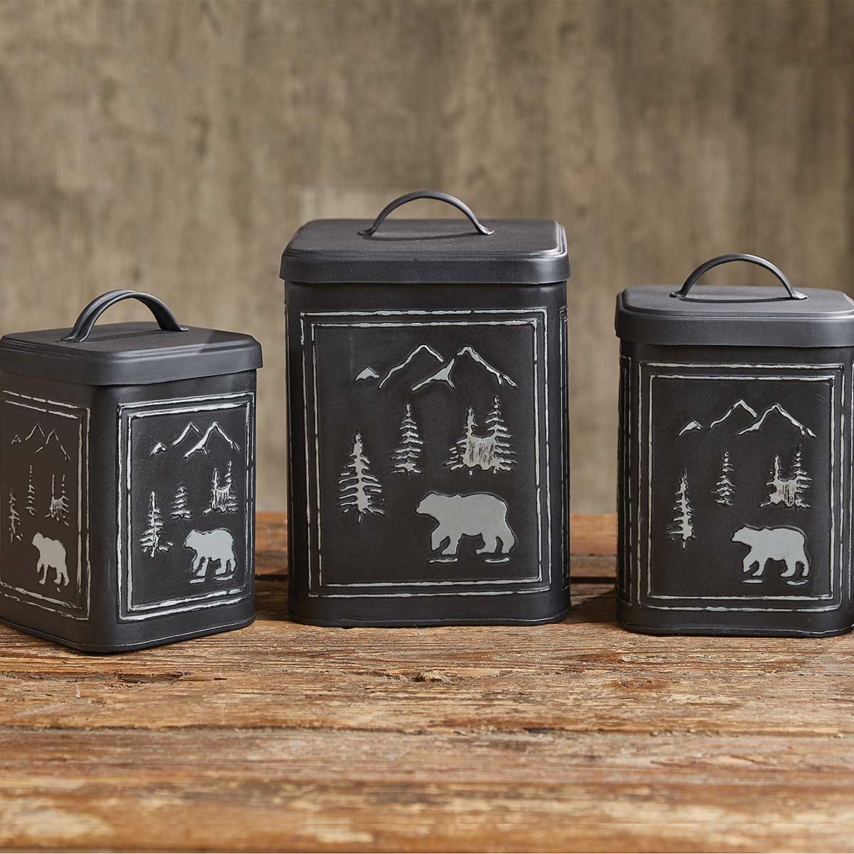Black Bear Canisters Set Of 3