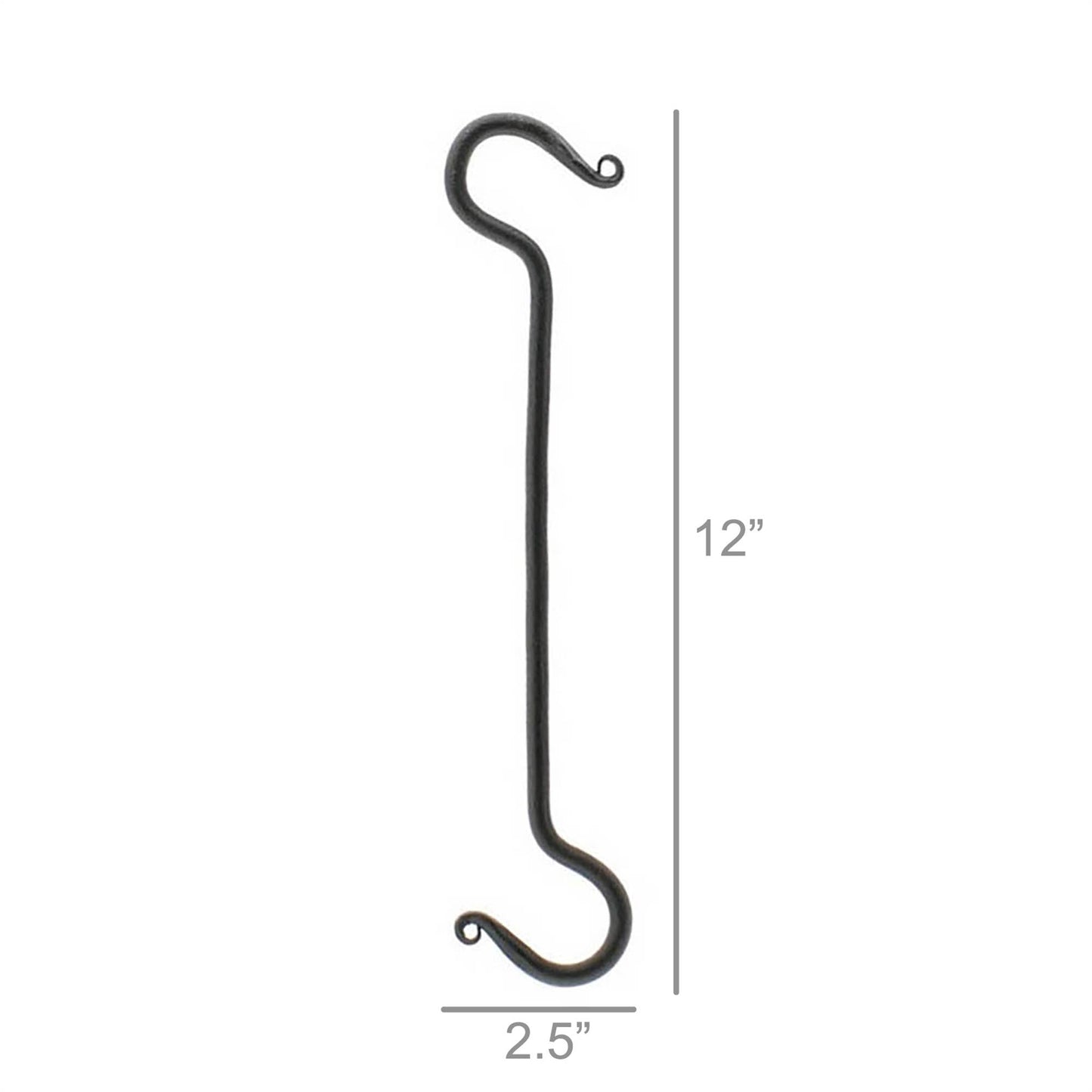 Forged Iron Link S Hook - 12 in - Antique Black