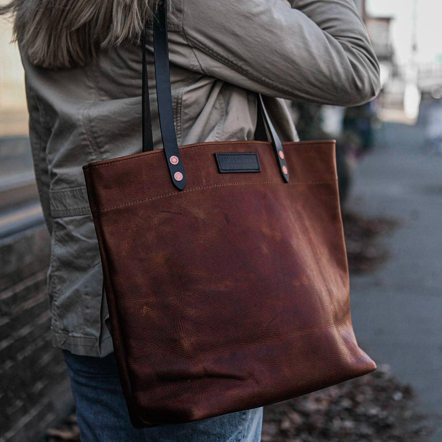 Leather Market Tote by Hardmill - Cognac