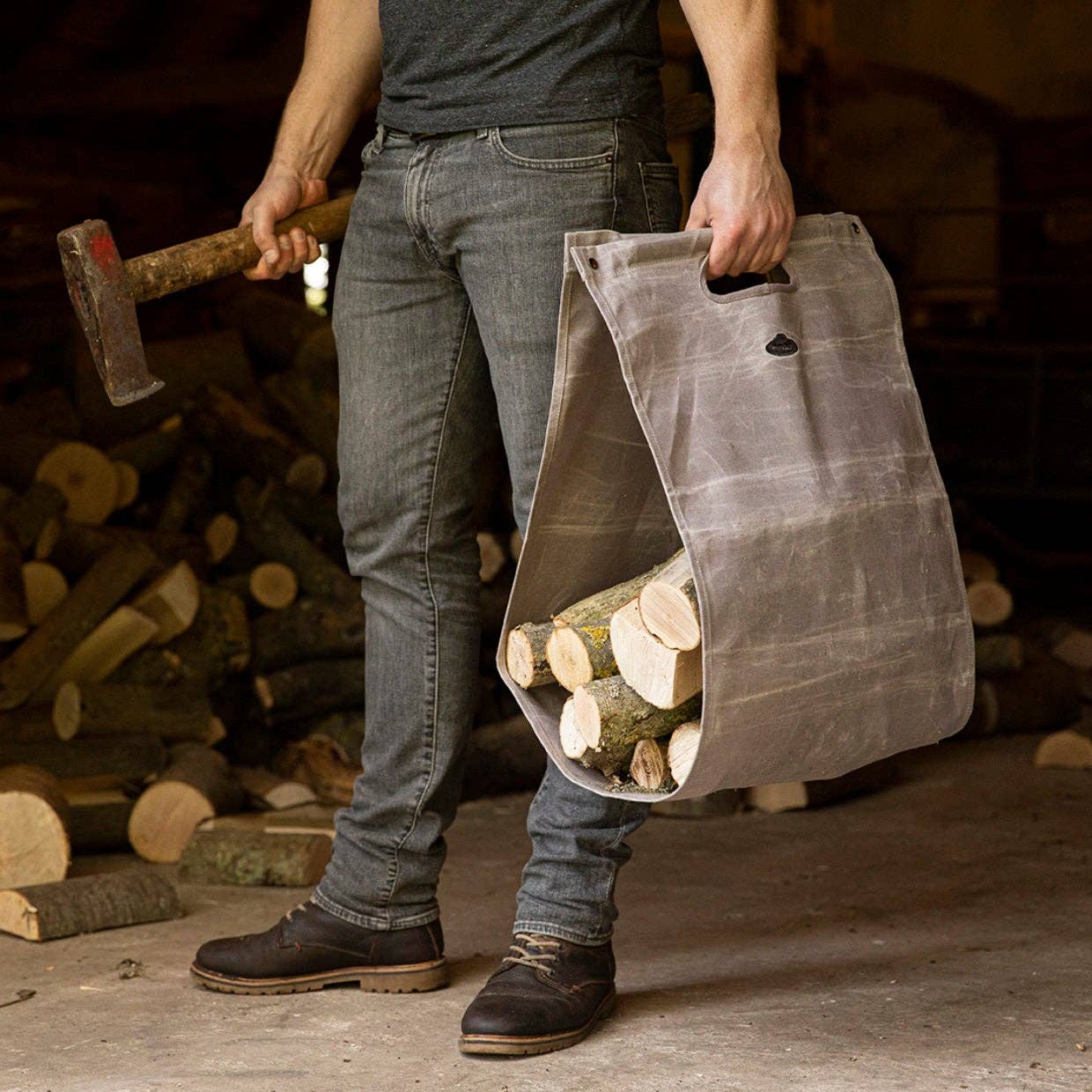 Waxed Canvas Wood Log Carrier