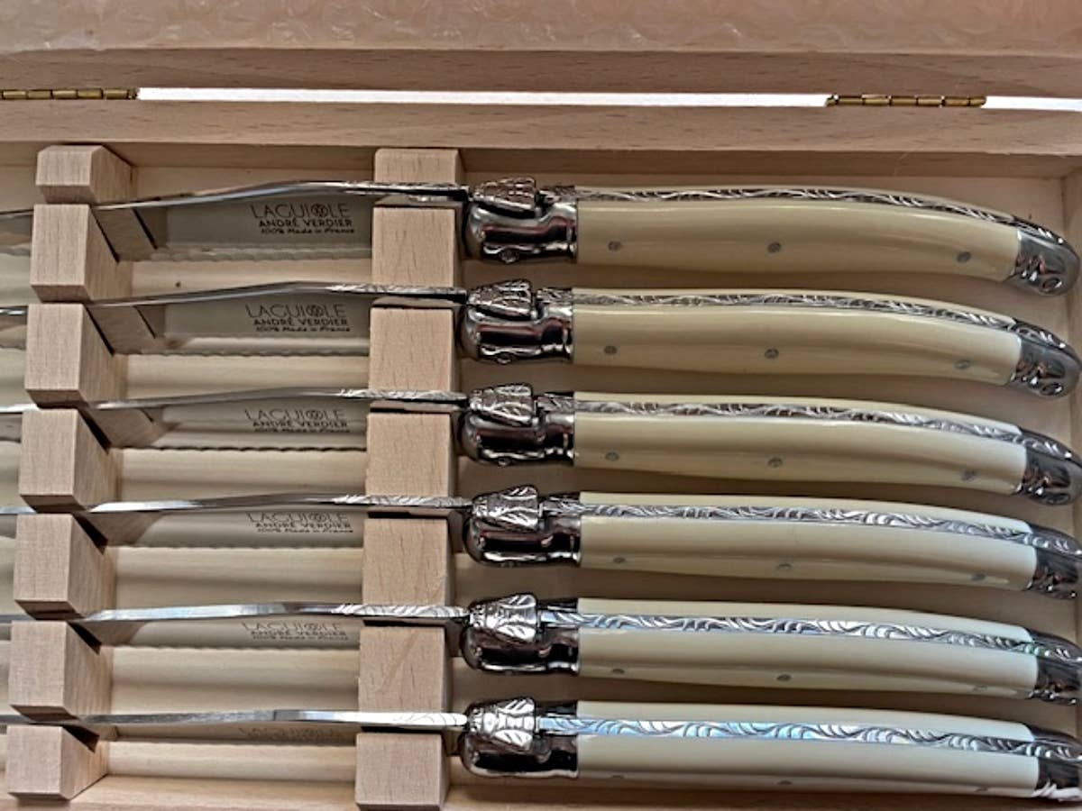 Laguiole Classique Set of 6 Knives in Off-White