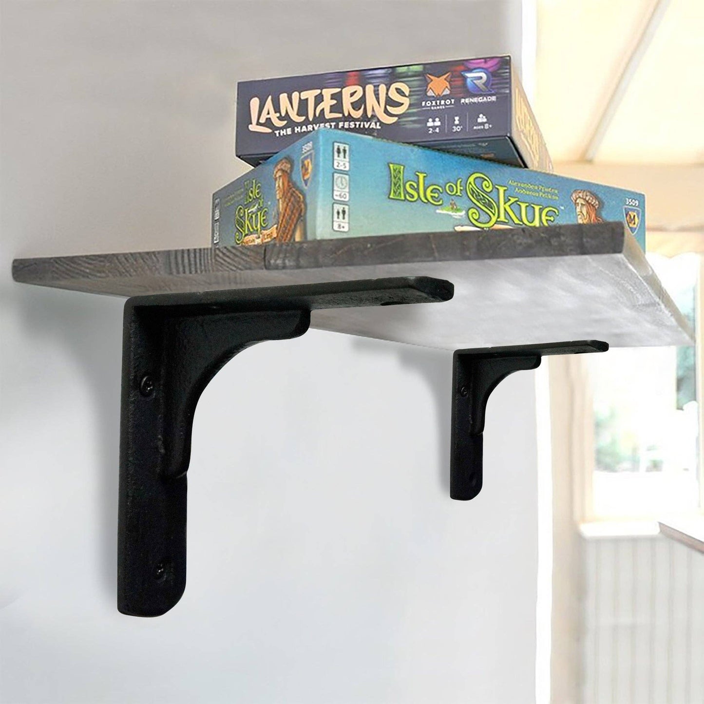 Minimal Corner Cast Iron Bracket Antique Black 5.5 Inch