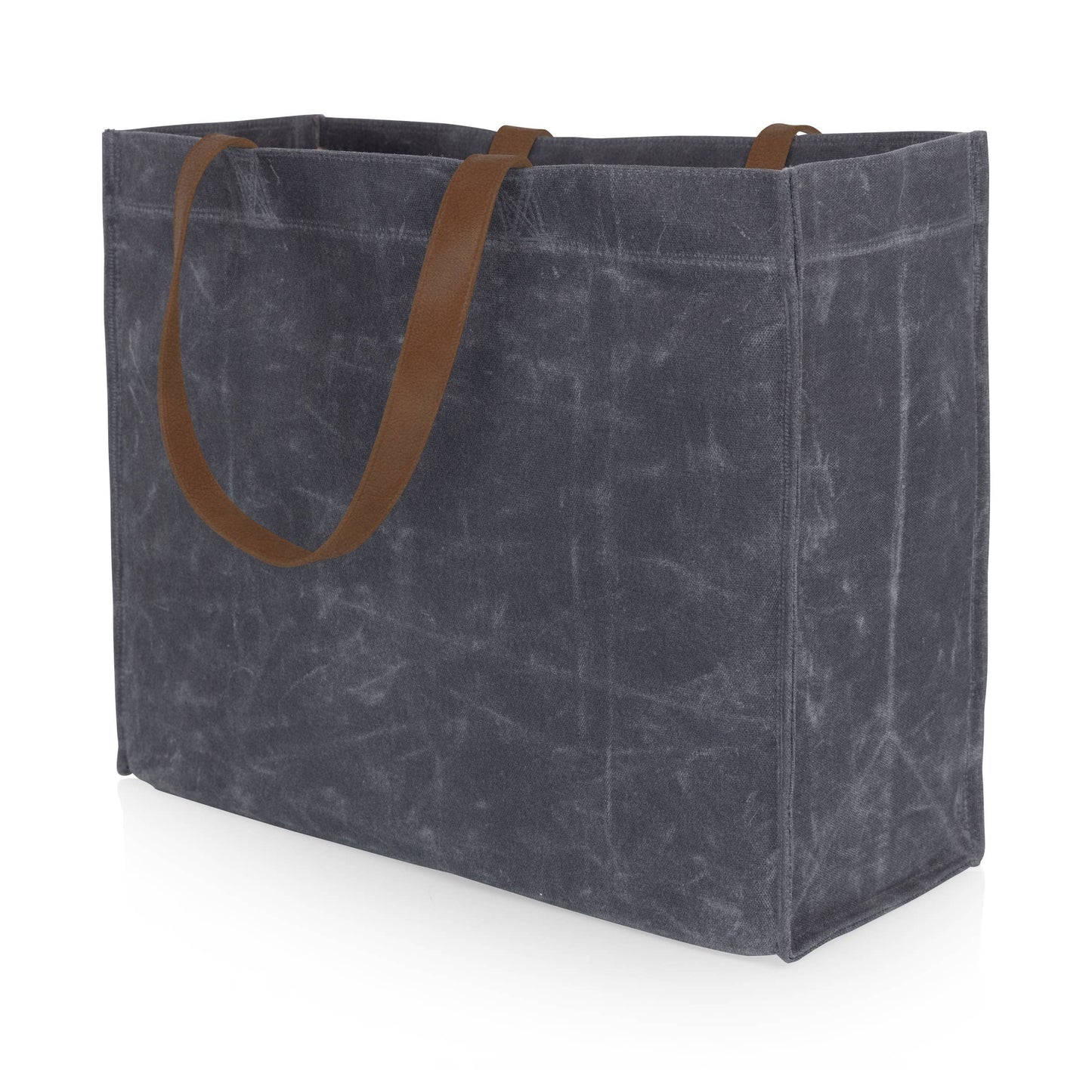 Market Waxed Canvas Tote with Leatherette Handles - Gray