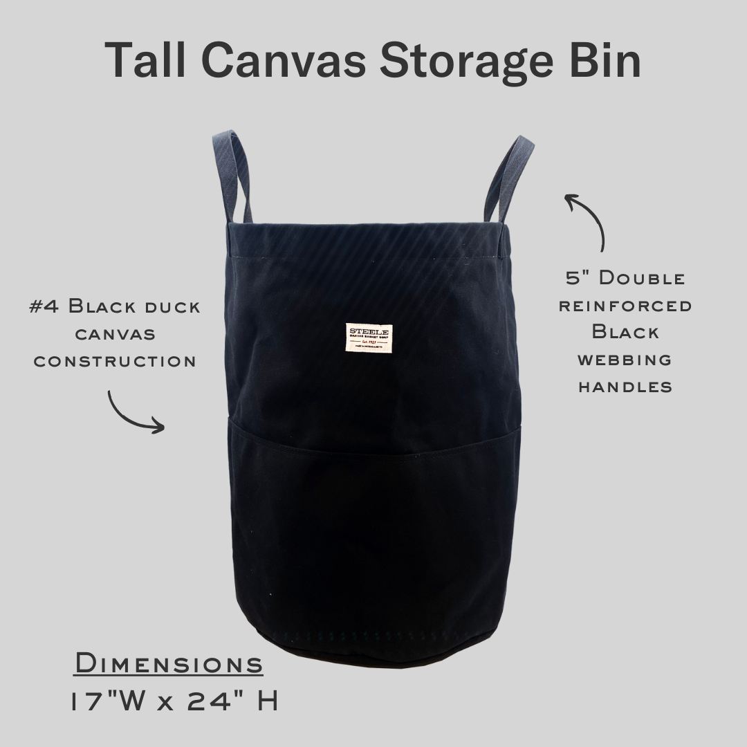 Steele Black Tall Canvas Storage / Laundry Bin