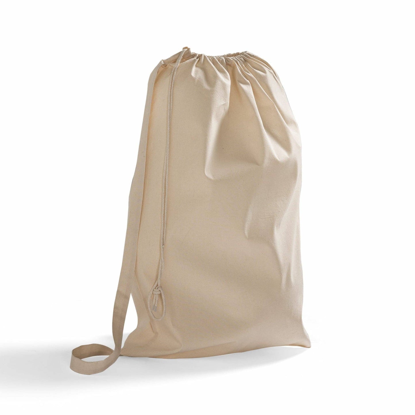 Cotton Canvas Laundry Bag With Shoulder Strap - Plain / Natural
