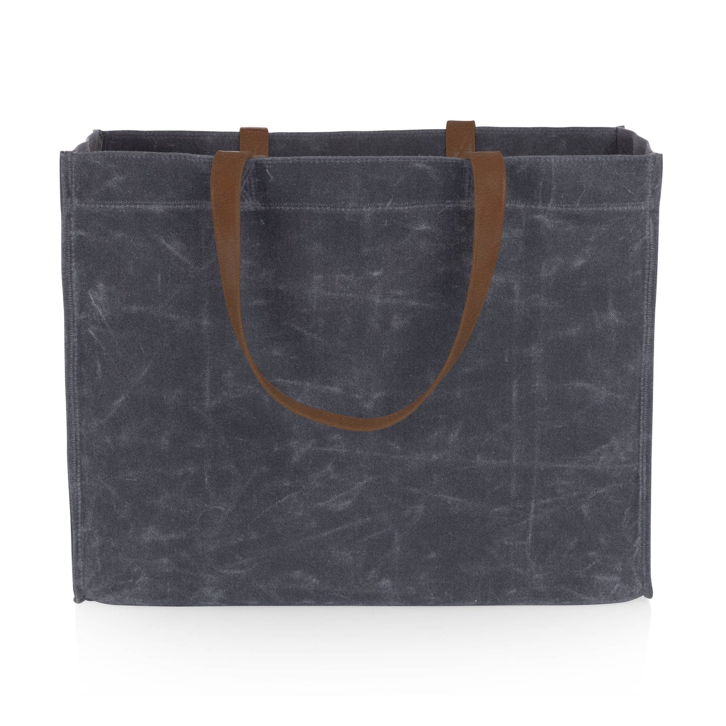Market Waxed Canvas Tote with Leatherette Handles - Gray