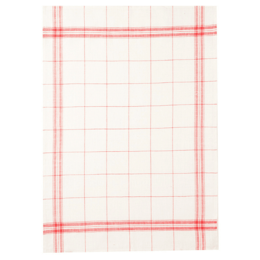 Coucke Red Checker Tea Towel 95 Percent Linen and 5 Percent Cotton