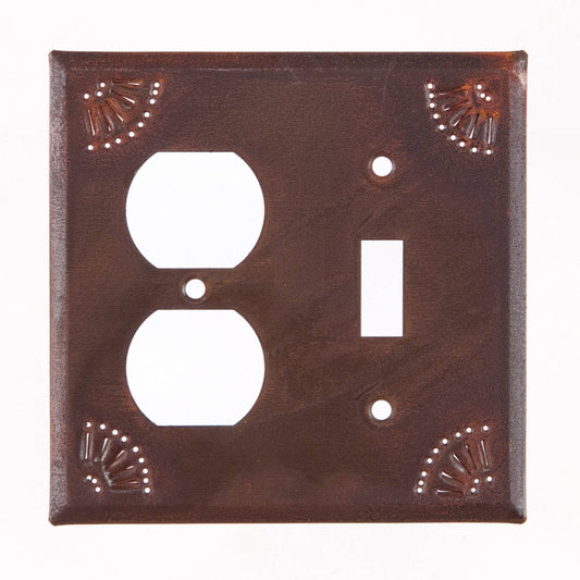 Outlet & Switch Cover with Chisel in Rustic Rusty Finish Tin