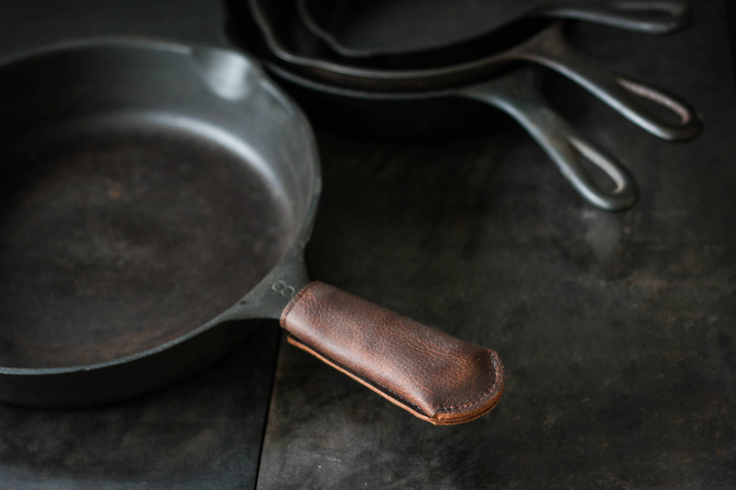 Brown Leather Cast Iron Skillet Handle Cover