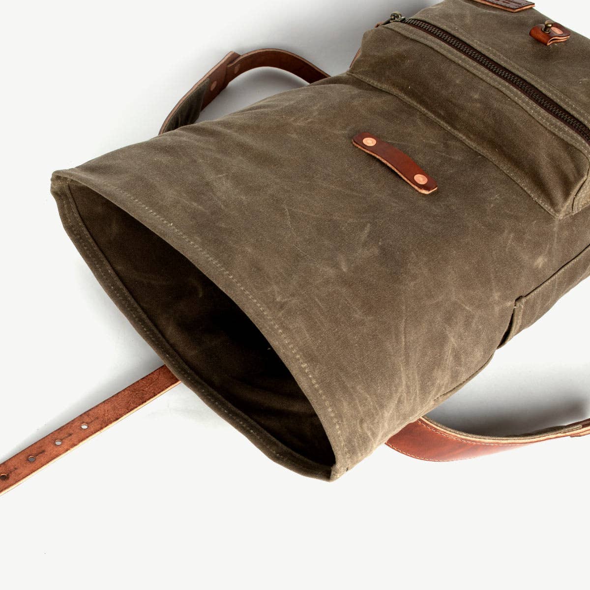 Biographer Waxed Canvas and Leather Backpack - Field Tan