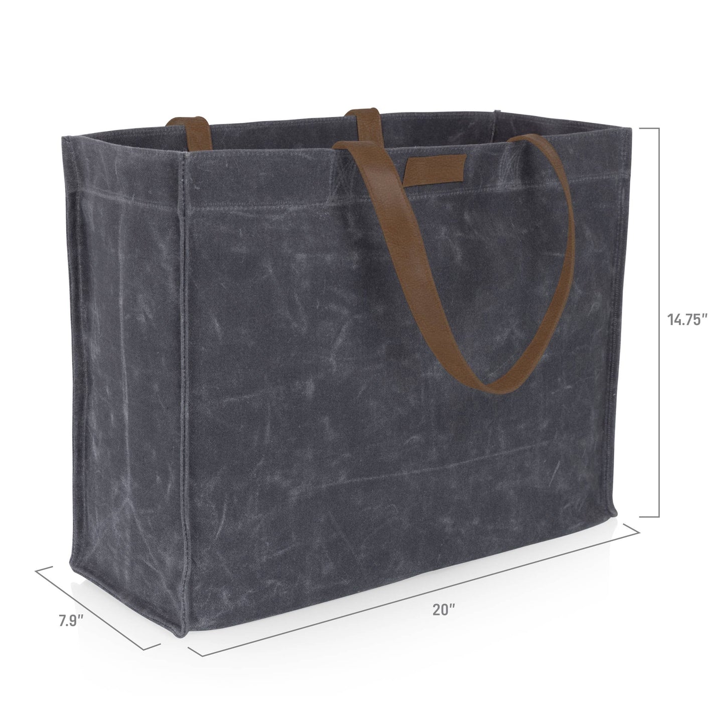 Market Waxed Canvas Tote with Leatherette Handles - Gray