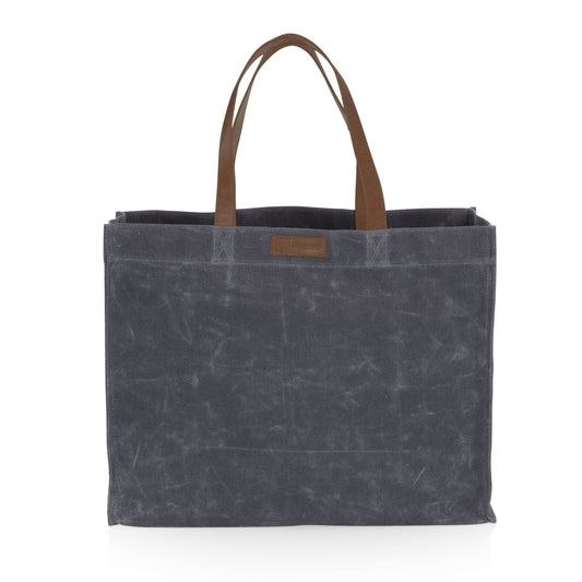 Market Waxed Canvas Tote with Leatherette Handles - Gray