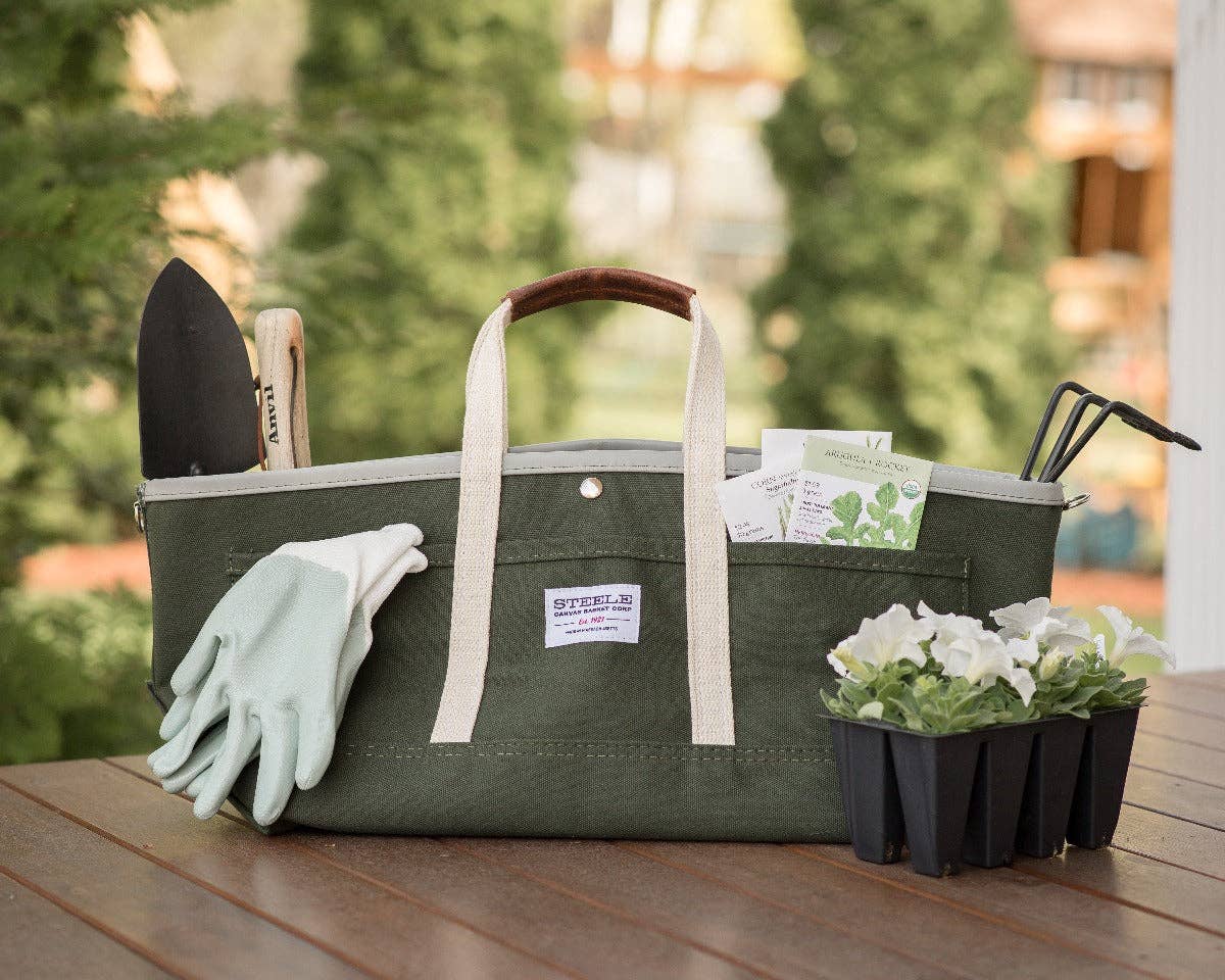 Garden Tote III - Olive Canvas