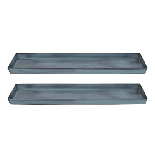 Galvanized Steel Planter Tray, Nantucket Blue, Medium