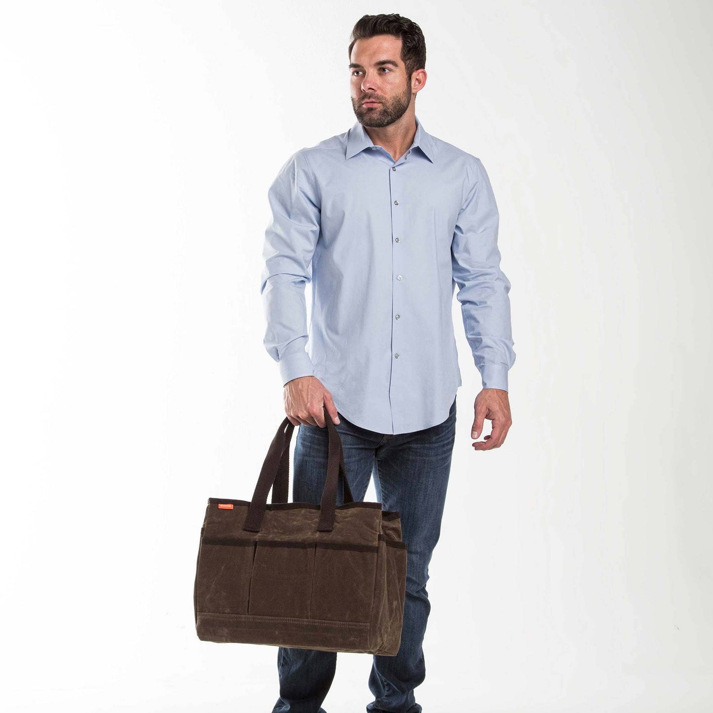 Waxed Canvas Utility Tote Khaki Brown