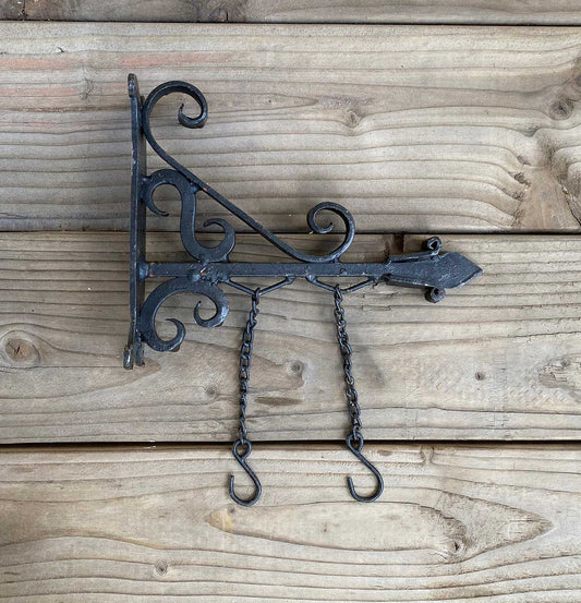 Small 9 Inch Forged Blacksmith Finish Sign Hanging Bracket