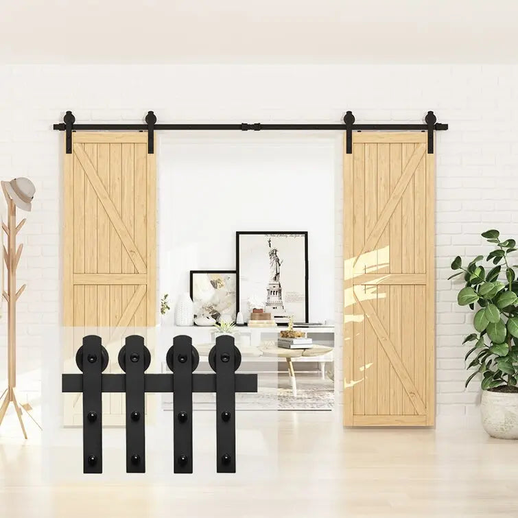 Barn Door Track Kit for Double Door - Door Not Included