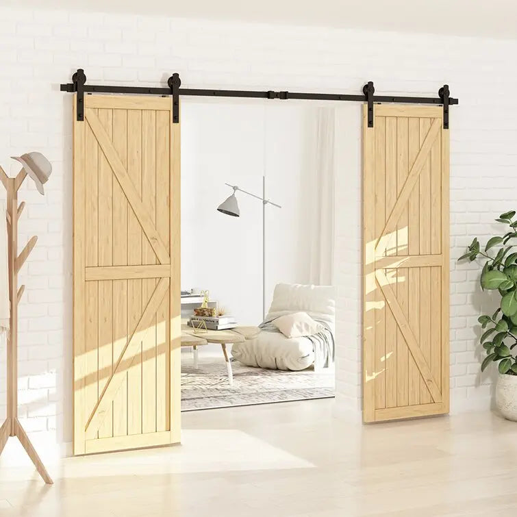 Barn Door Track Kit for Double Door - Door Not Included