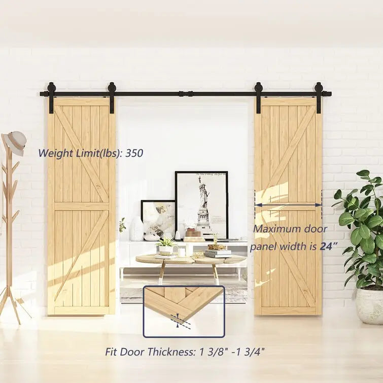 Barn Door Track Kit for Double Door - Door Not Included