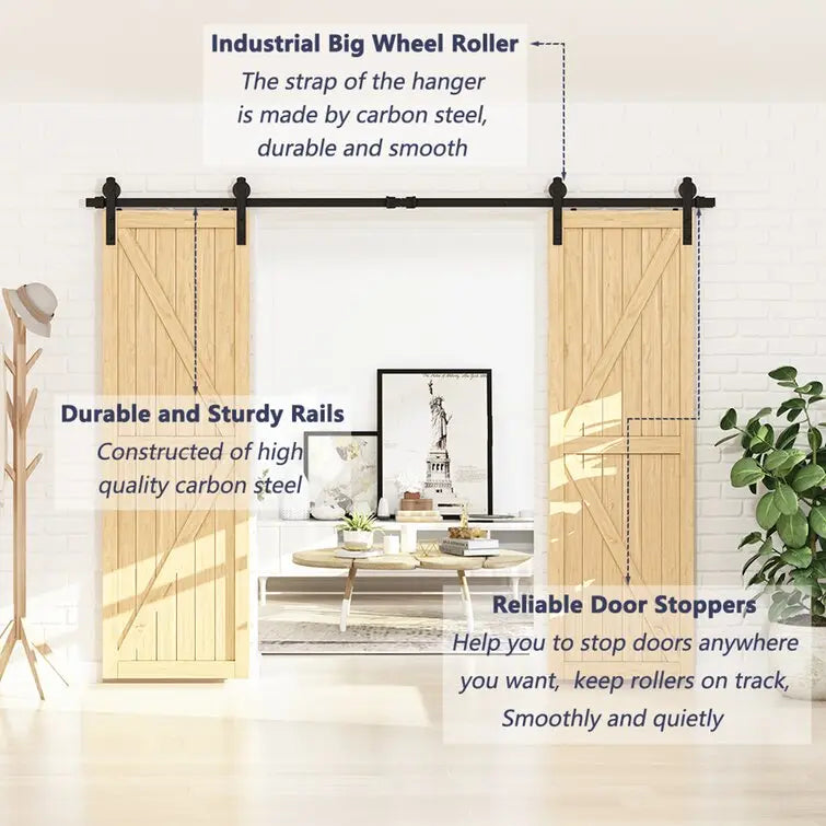 Barn Door Track Kit for Double Door - Door Not Included