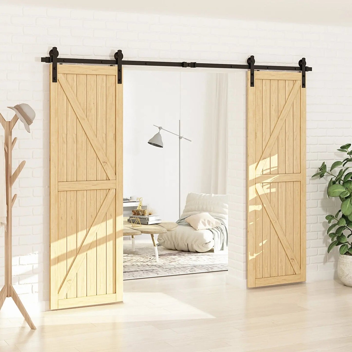 Barn Door Track Kit for Double Door - Door Not Included