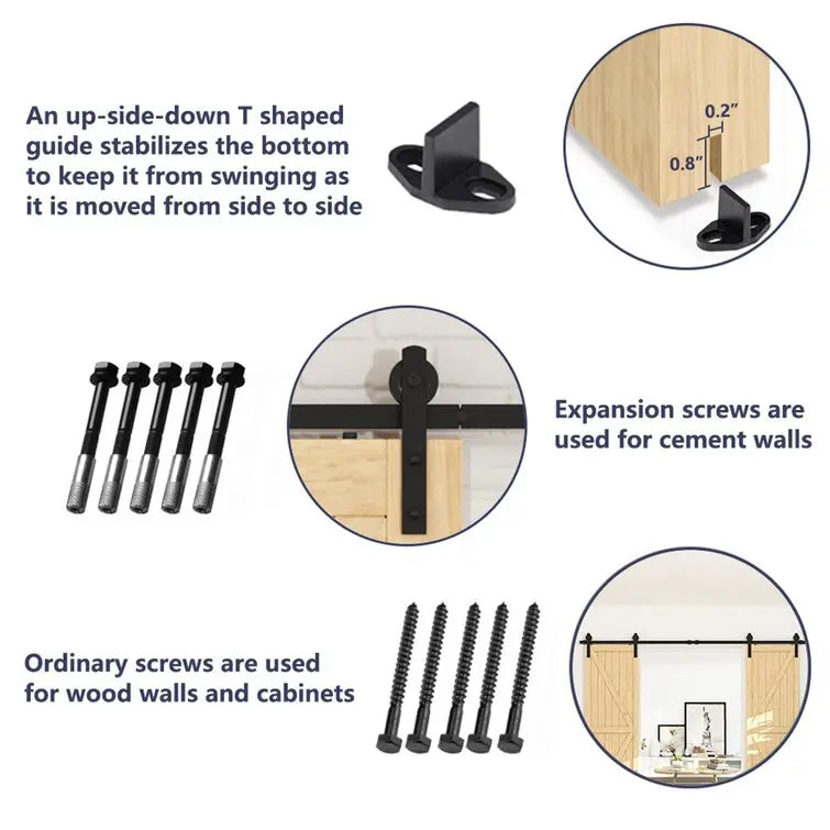 Barn Door Track Kit for Double Door - Door Not Included