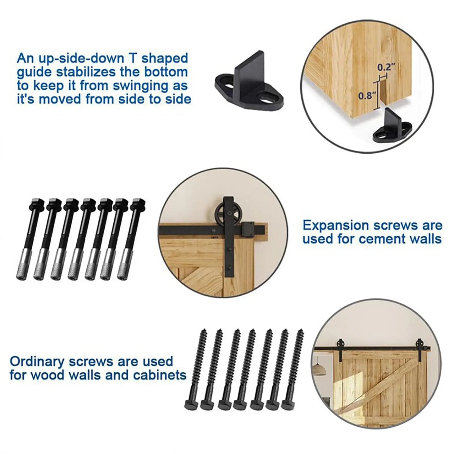 Big Spoke Wheel Roller Sliding Barn Door Hardware Kit - Steel / Black  - Door Not Included
