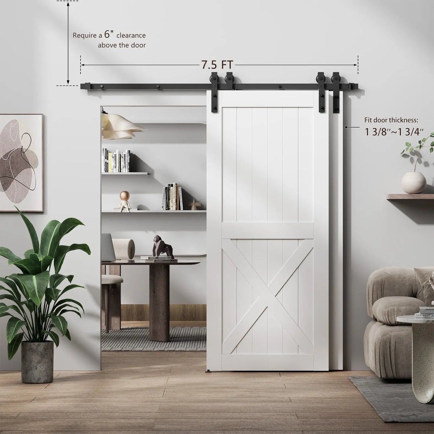 Bypass Sliding Barn Door Hardware Kit Basic J Pulley Steel Black - Door Not Included
