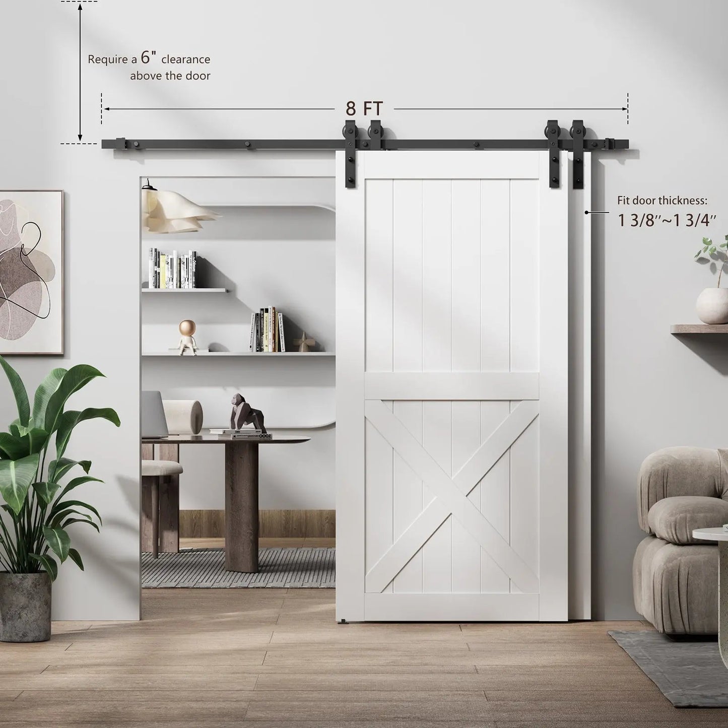 Bypass Sliding Barn Door Hardware Kit Basic J Pulley Steel Black - Door Not Included