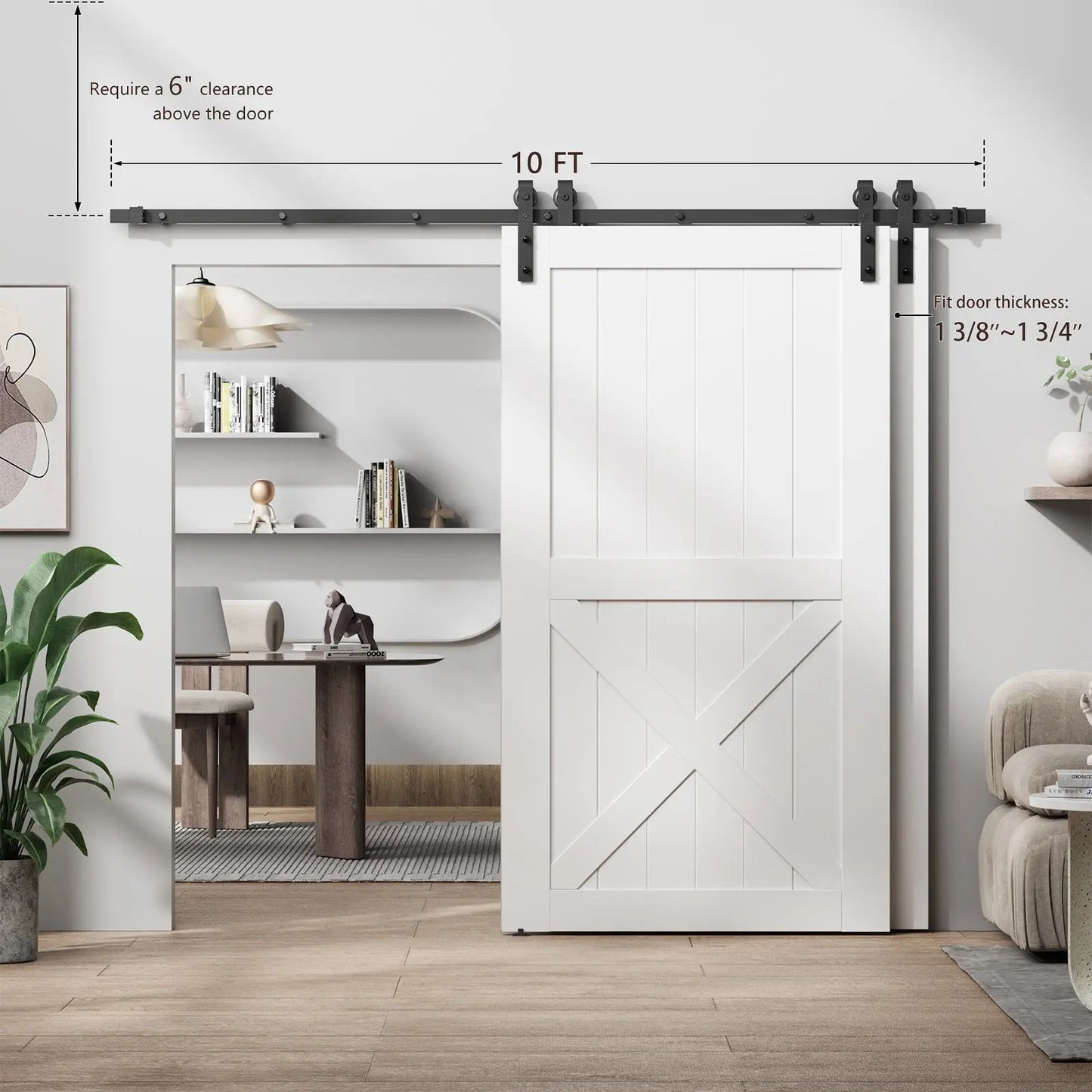 Bypass Sliding Barn Door Hardware Kit Basic J Pulley Steel Black - Door Not Included