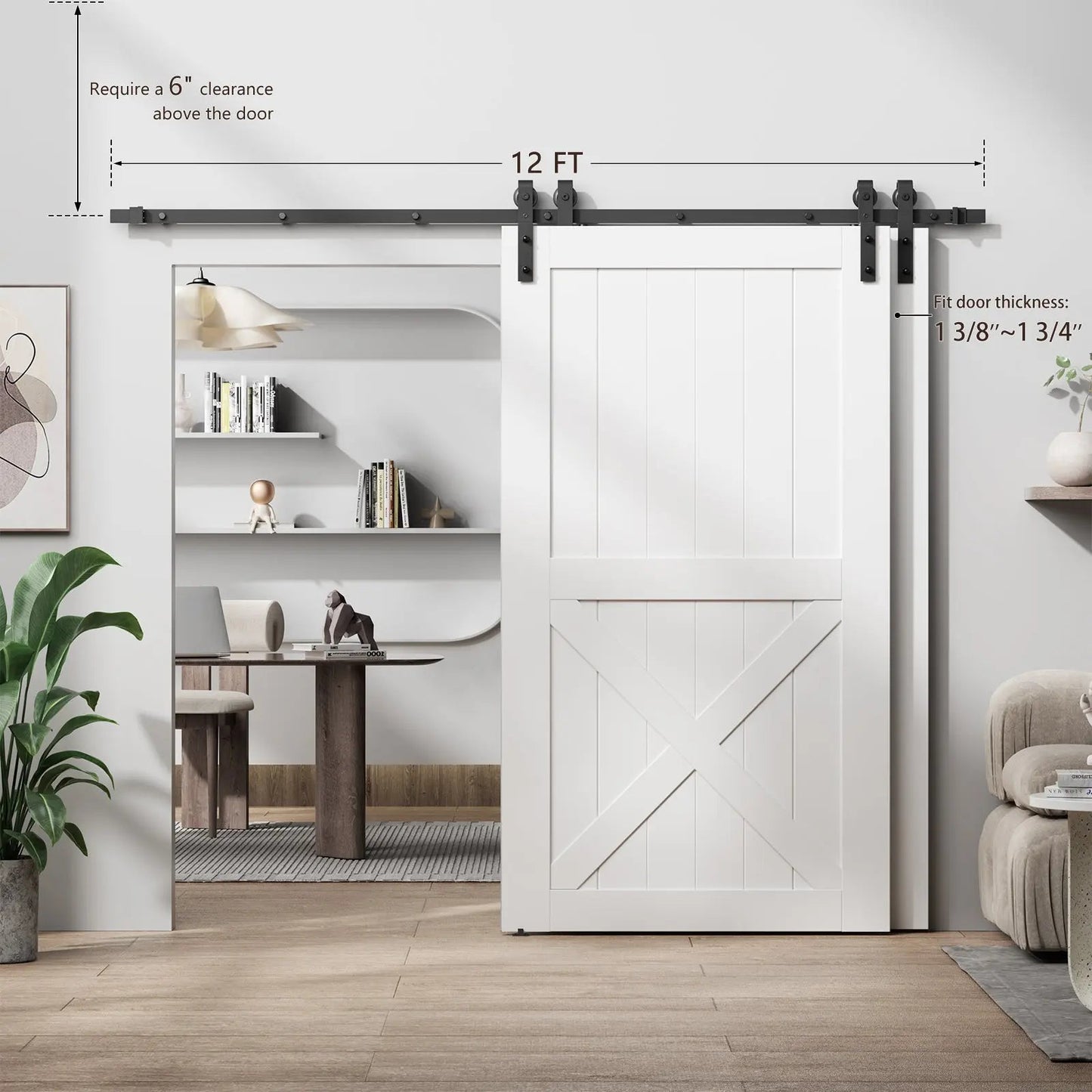 Bypass Sliding Barn Door Hardware Kit Basic J Pulley Steel Black - Door Not Included