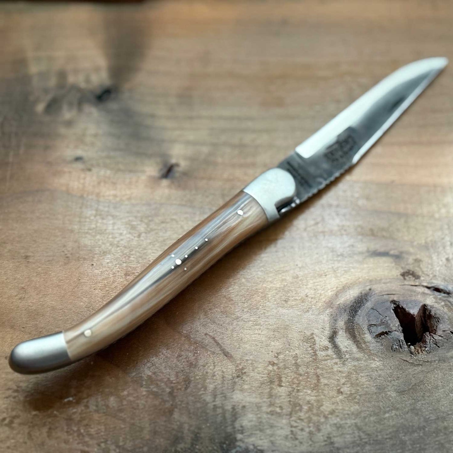 Forge de Laguiole Collectors Series 12 cm Pocket Knife - Brut de Forge Style and Light Horn Handle