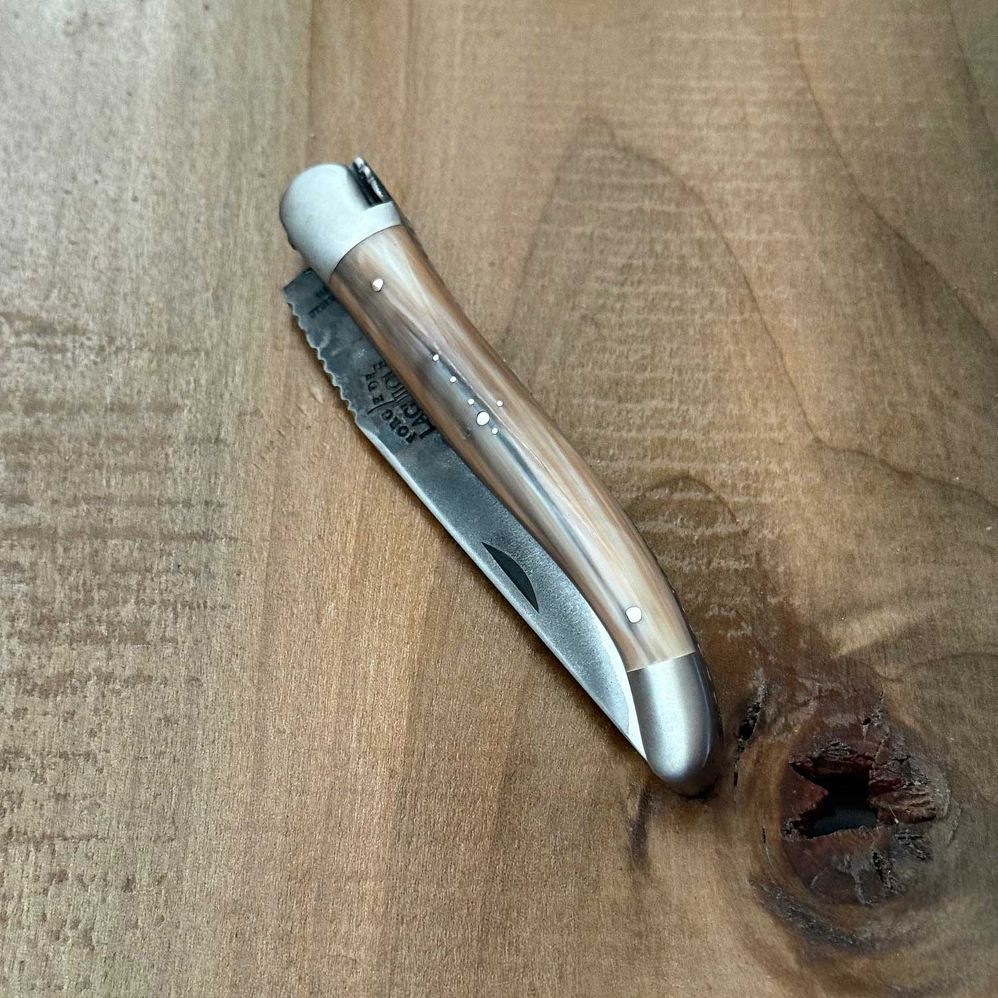 Forge de Laguiole Collectors Series 12 cm Pocket Knife - Brut de Forge Style and Light Horn Handle
