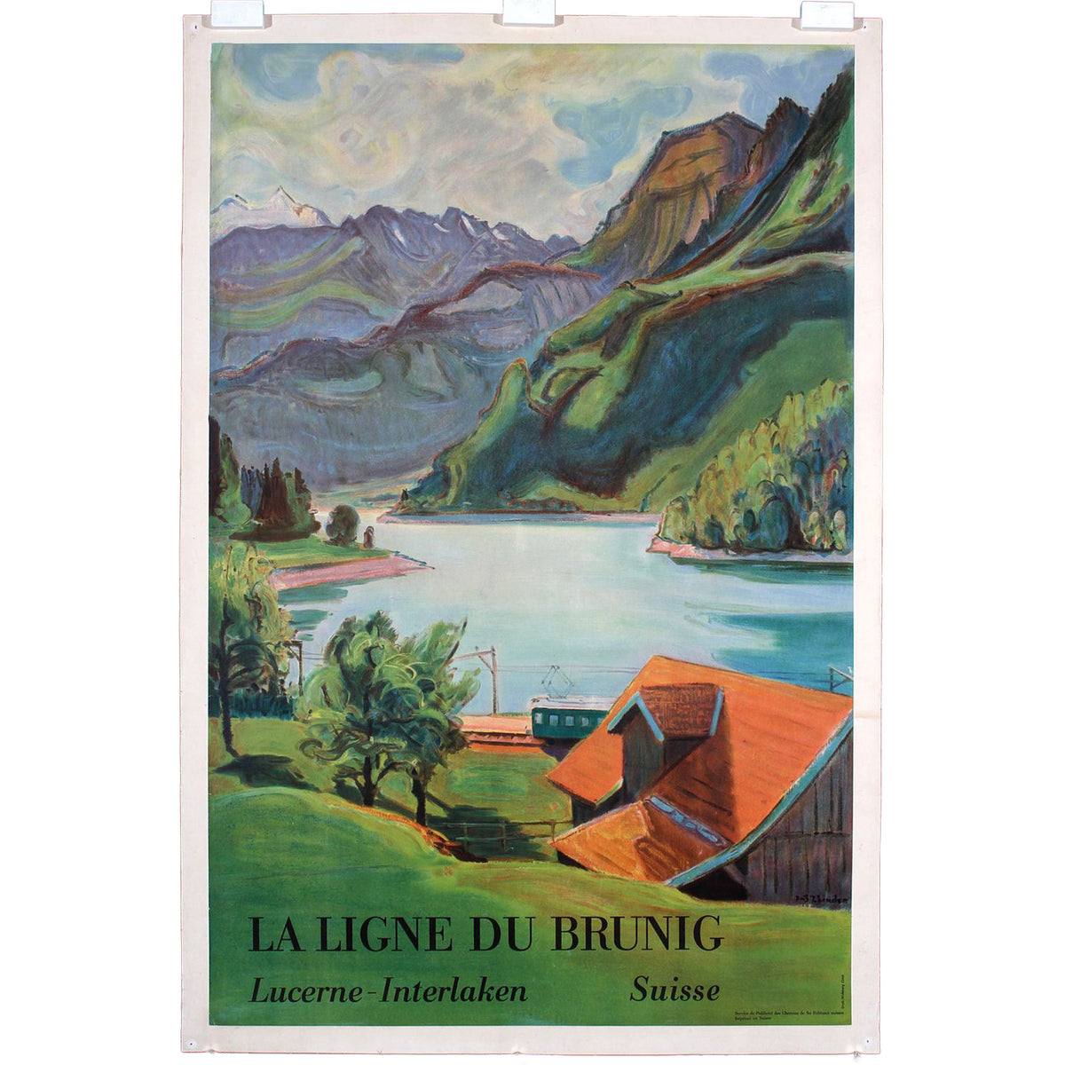 Swiss Countryside Vintage Poster - La Ligne Du Brunig by Fritz Zbinden