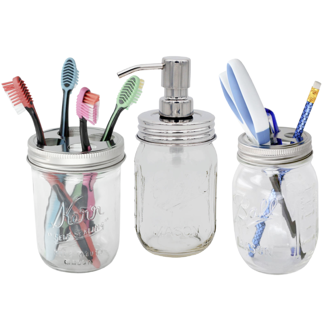 Stainless Steel Toothbrush Holder for Mason Jars by Mason Jar Lifestyle