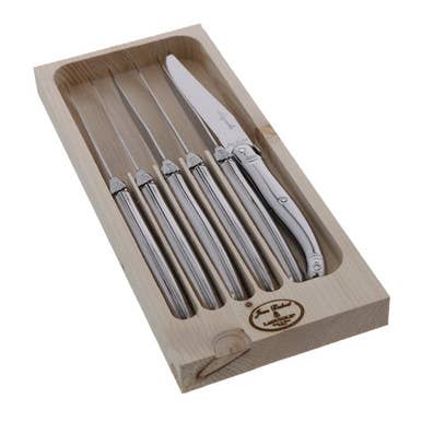 Jean Dubost Laguiole Steak Knives Stainless Steel Handles Set of Six