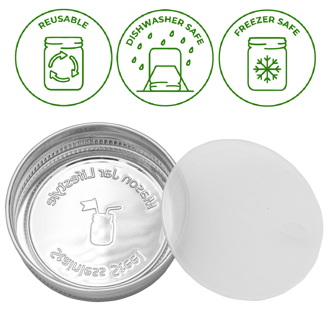 Stainless Steel Storage Lids w/ Silicone Seals for Mason Jar