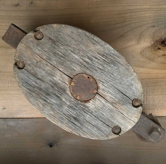 Vintage Antique Barn Pulley Large Block Large