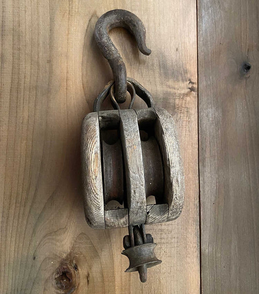 Vintage Barn Pulley Block and Tackle Western Lock Co. Small Double