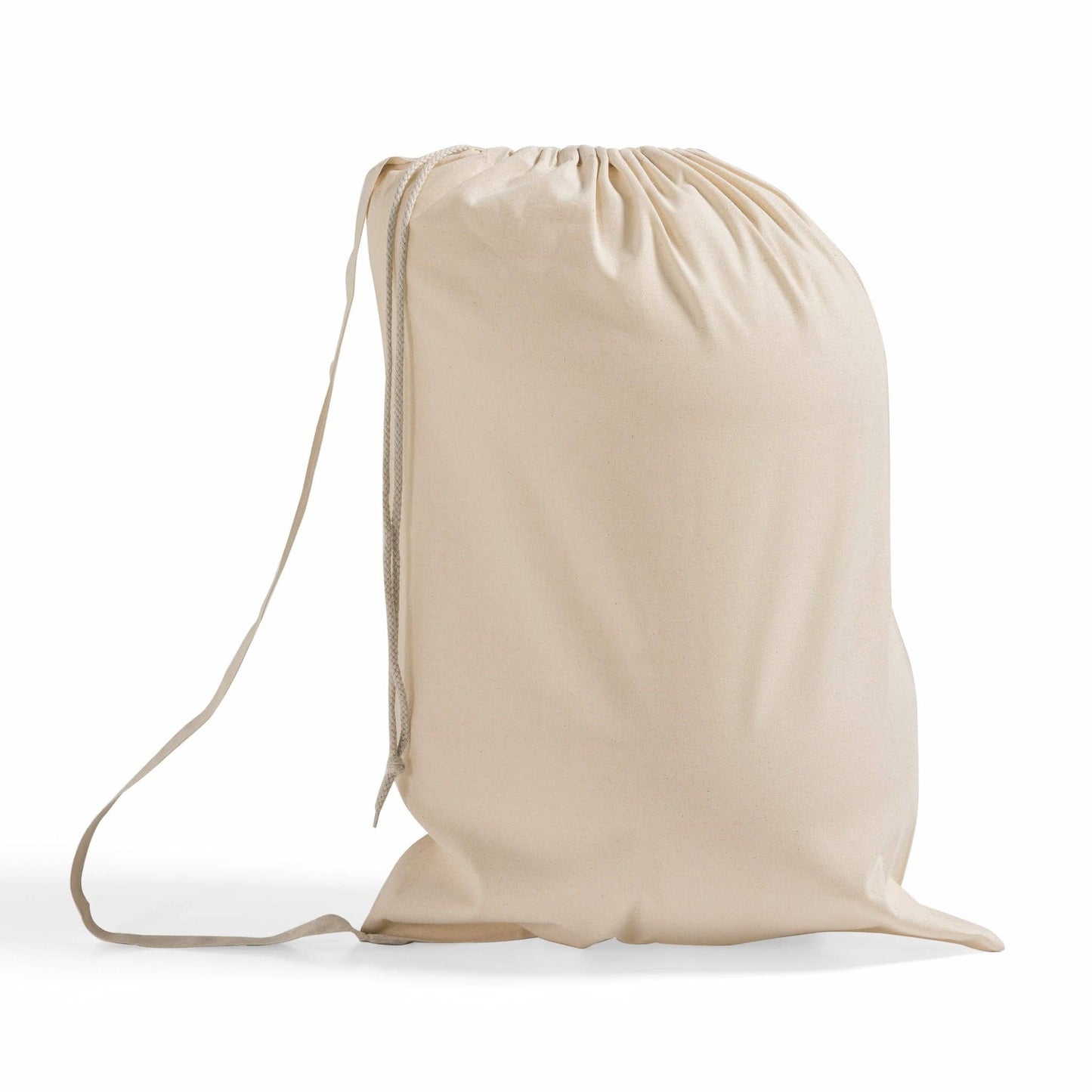 Cotton Canvas Laundry Bag With Shoulder Strap - Plain / Natural