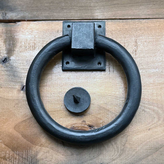 Large Forged Door Knocker / Gate Pull - Steel  / Iron with Beeswax Blacksmith Finish
