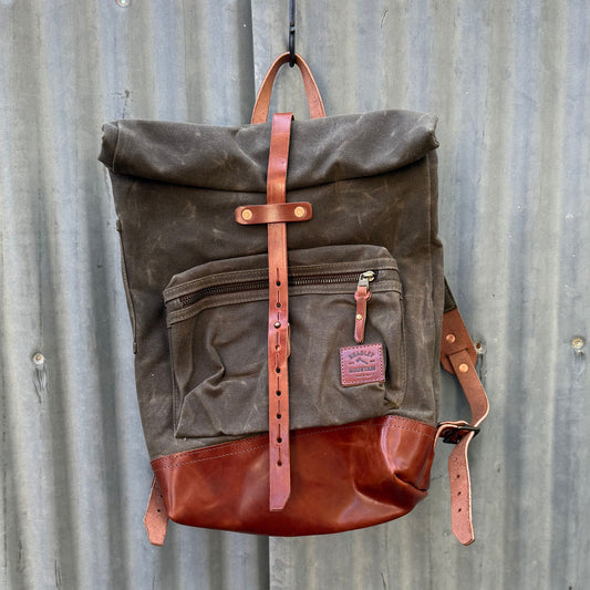 Biographer Waxed Canvas and Leather Backpack - Field Tan