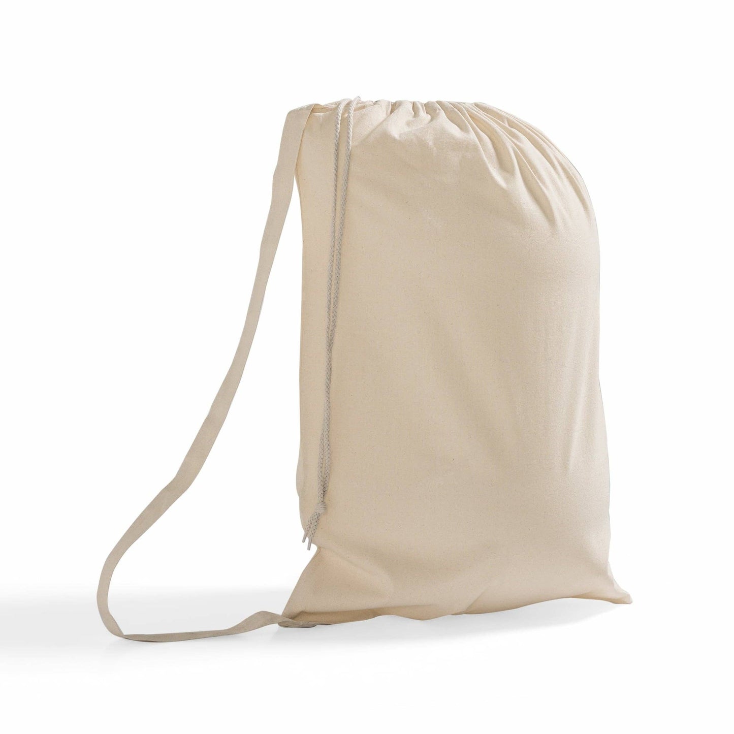 Cotton Canvas Laundry Bag With Shoulder Strap - Plain / Natural