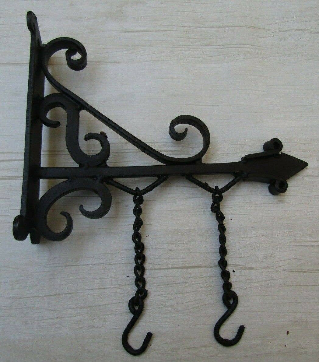 Small 9 Inch Forged Blacksmith Finish Sign Hanging Bracket