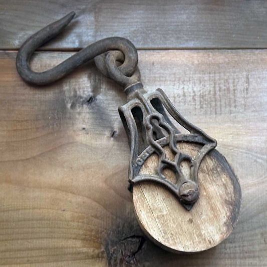 Vintage Wood / Iron Barn Pulley
