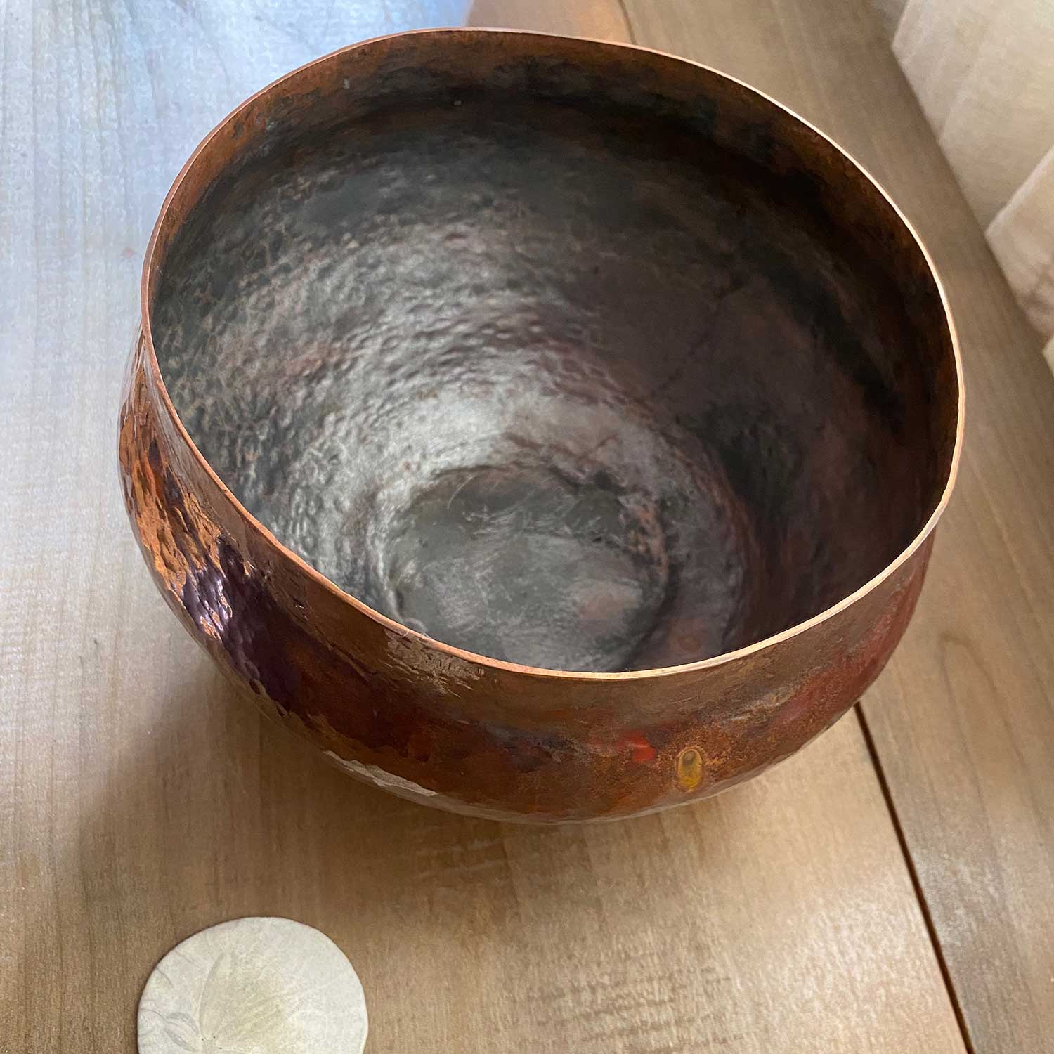 Hand Forged Oxidized Copper store Scalloped Antique Bowl