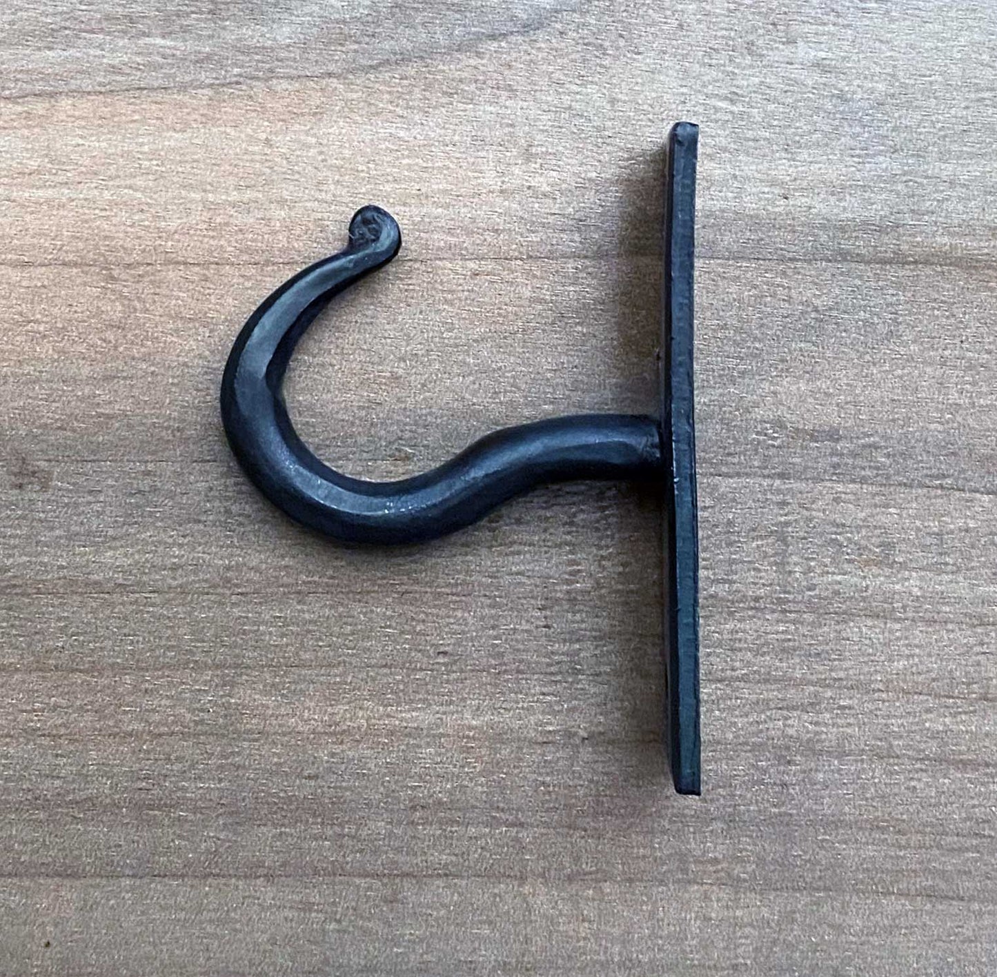 Hand Forged Cup Hook Black Iron Beeswax Finish - Rustic Cabin Style